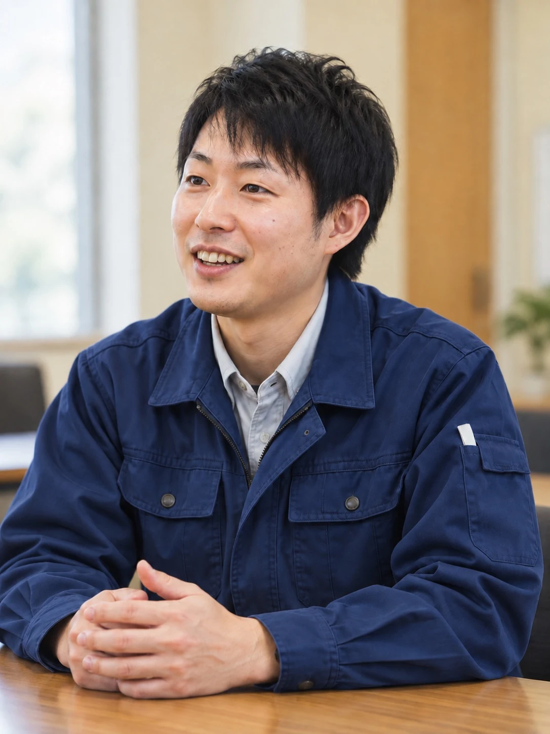 インタビューに答える若手男性社員のイメージ